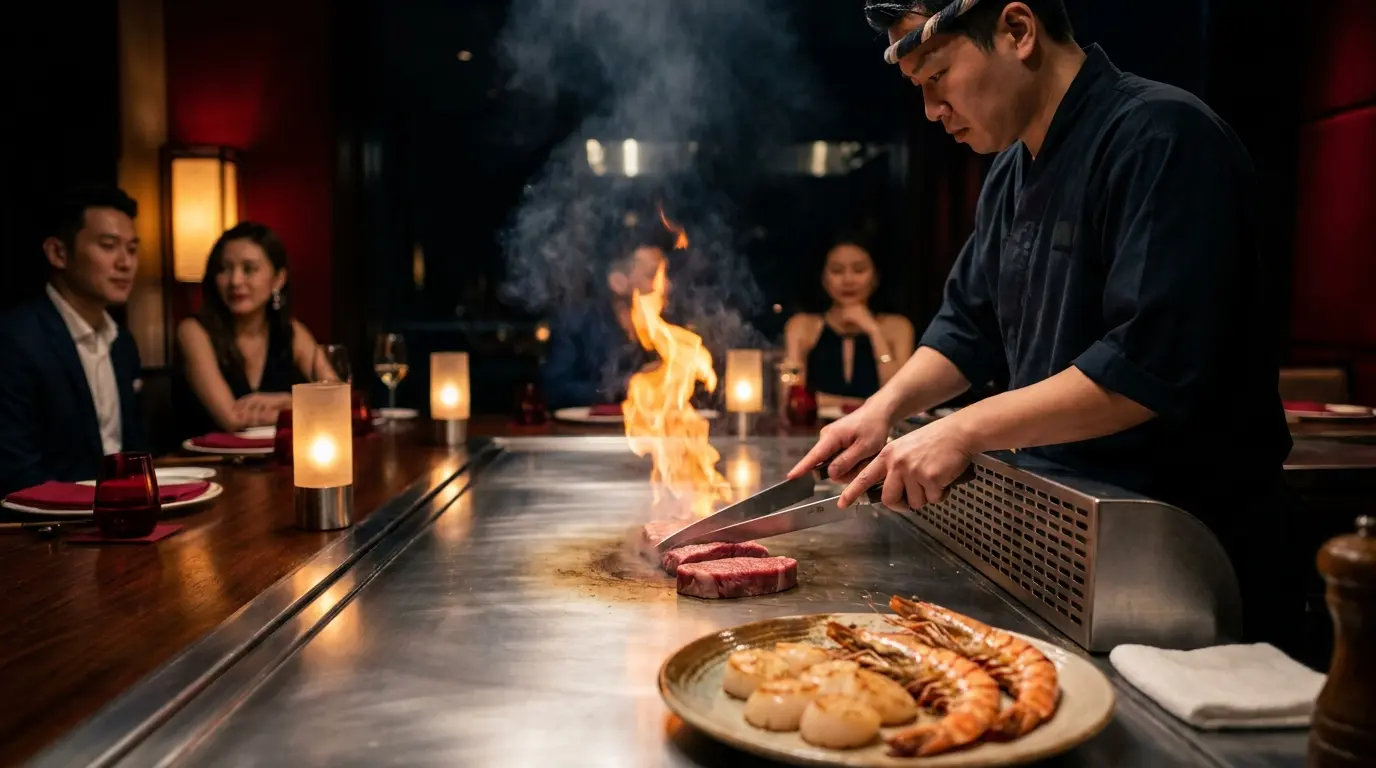 Live Teppanyaki Grill Chef Cooking Show Dinner at Fujiya Zurich